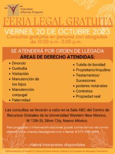 Silver City Legal Fair Flyer Spanish