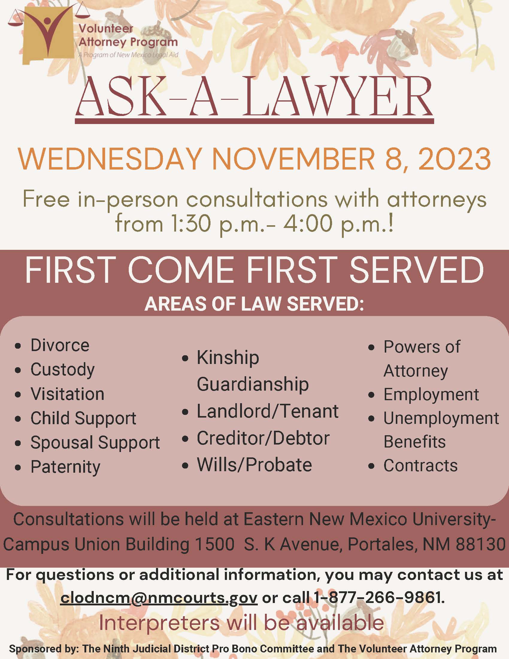 Ask-A-Lawyer Flyer