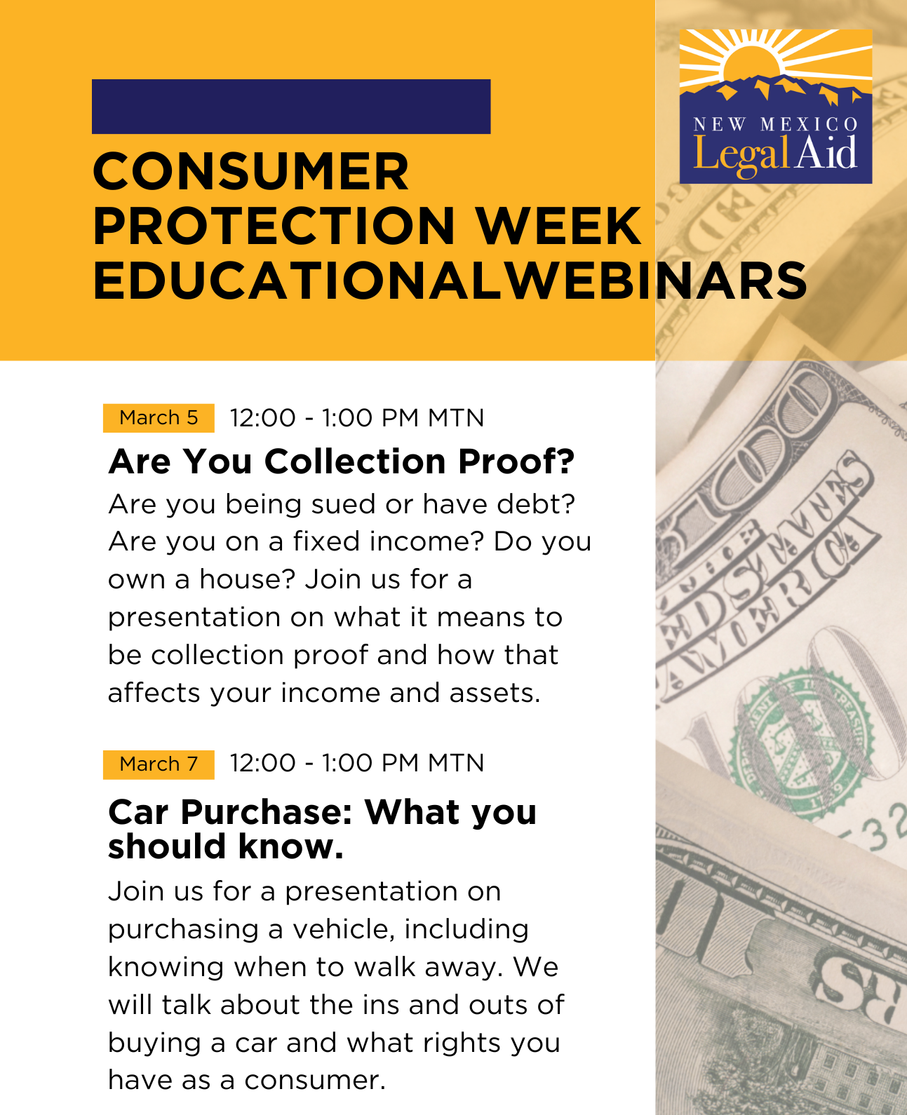 Consumer Protection Week Webinar Flyer
